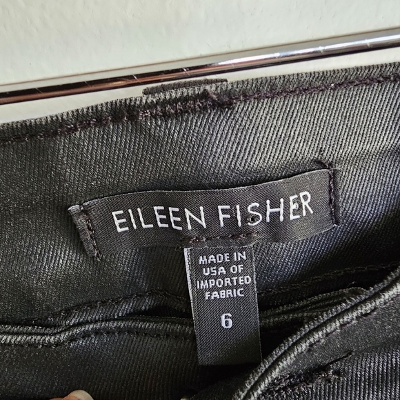 Eileen Fisher Waxed Black Denim Organic Jeans - Picture 6 of 7